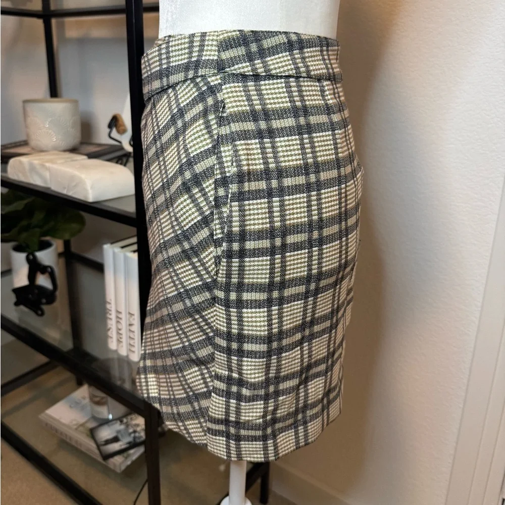NWT LINE & DOT Lisa Plaid Mini Wrap Skirt Green Multi Size S